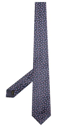 Мужской шелковый галстук ZILLI темно-синего цвета, арт. 51300/TIE | Фото 2 (Материал: Шелк, Текстиль; Принт: С принтом; Региональные ограничения белый список (Axapta Mercury): RU)