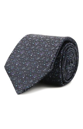 Мужской шелковый галстук ZILLI темно-синего цвета, арт. 51303/TIE | Фото 1 (Материал: Шелк, Текстиль; Принт: С принтом; Региональные ограничения белый список (Axapta Mercury): RU)