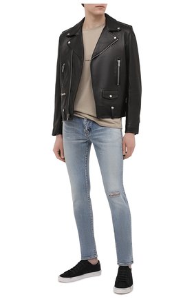 Мужская хлопковая футболка SAINT LAURENT бежевого цвета по цене 28450 руб., арт. 648102/YBYL2 | Фото 2 Мужская хлопковая футболка SAINT LAURENT бежевого цвета, арт. 648102/YBYL2 | Фото 2