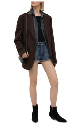 Женские джинсовые шорты SAINT LAURENT голубого цвета по цене 52000 руб., арт. 644353/Y957A | Фото 2 Женские джинсовые шорты SAINT LAURENT голубого цвета, арт. 644353/Y957A | Фото 2
