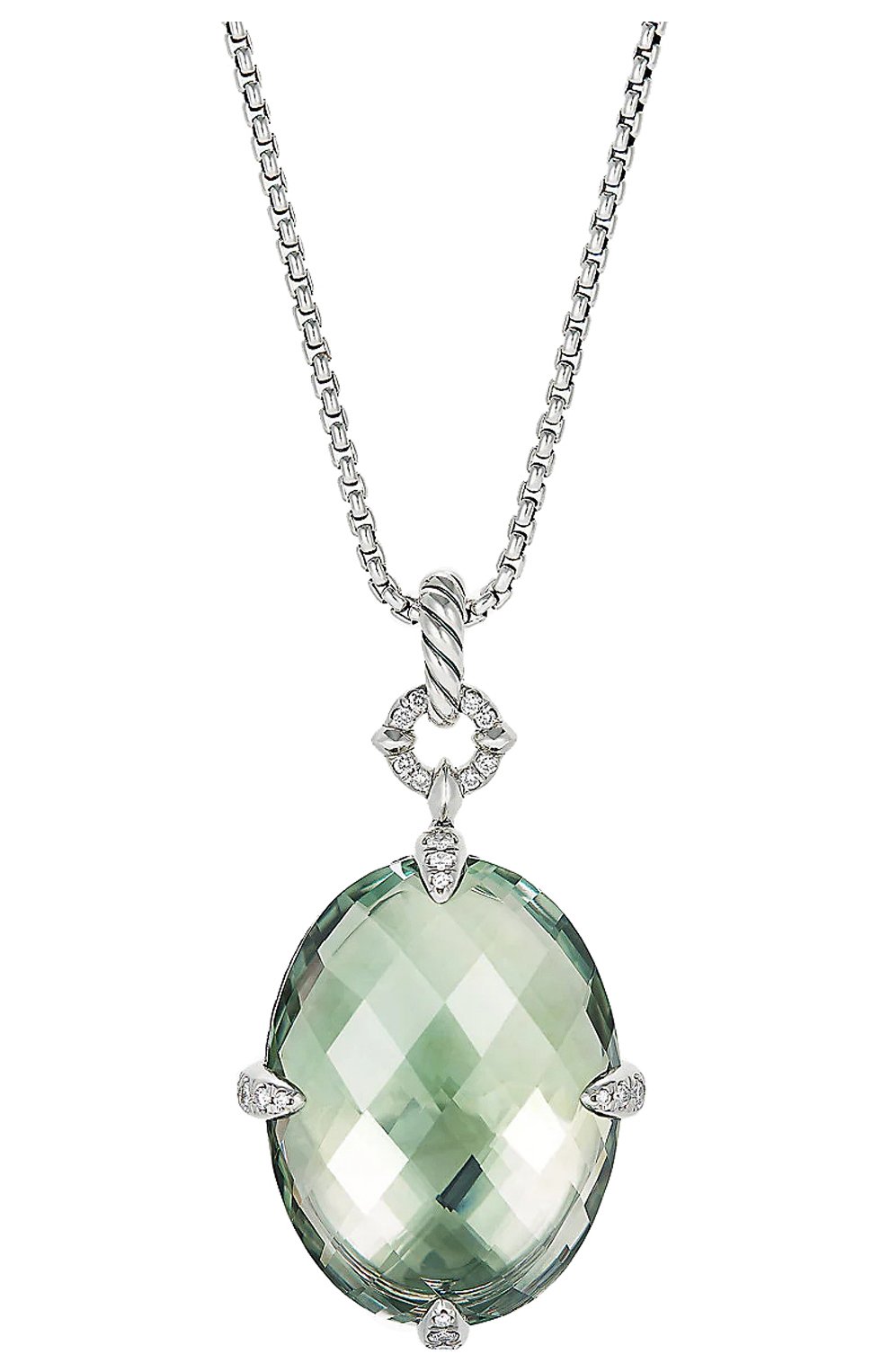 Женские кулон DAVID YURMAN бесцветного цвета, арт. N13915DSSAPLDI | Фото 1 (Материал сплава: Серебро; Драгоценные камни: Бриллианты)