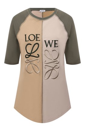 Женская хлопковая футболка LOEWE хаки цвета по цене 40900 руб., арт. S540Y22J02 | Фото 1 Женская хлопковая футболка LOEWE хаки цвета, арт. S540Y22J02 | Фото 1