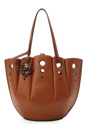 Женский сумка-тоут shell LOEWE коричневого цвета, арт. A657R52X13 | Фото 1 (Материал: Натуральная кожа; Размер: medium; Ошибки технического описания: Нет ширины; Сумки-технические: Сумки-шопперы)
