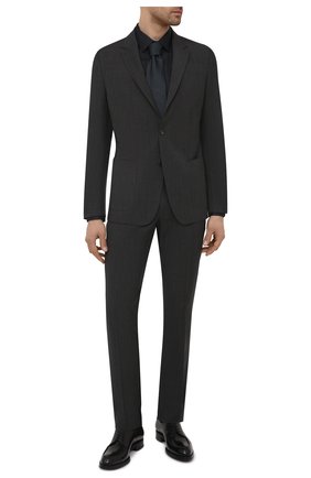 Мужской шерстяной костюм Z ZEGNA темно-серого цвета по цене 143000 руб., арт. 924747/2X7YGX | Фото 1 Мужской шерстяной костюм Z ZEGNA темно-серого цвета, арт. 924747/2X7YGX | Фото 1 (Материал подклада: Синтетический материал; Рукава: Длинные; Материал внешний: Шерсть; Костюмы М: Однобортный; Стили: Классический)