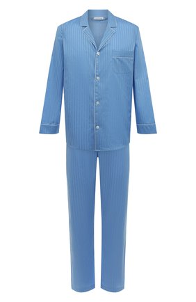 Мужская хлопковая пижама ZIMMERLI синего цвета, арт. 4020-75001 | Фото 1 (Длина (для топов): Стандартные; Рукава: Длинные; Длина (брюки, джинсы): Стандартные; Материал внешний: Хлопок; Кросс-КТ: домашняя одежда)