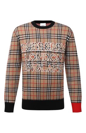 Мужской свитер из шерсти и хлопка BURBERRY бежевого цвета по цене 62800 руб., арт. 8038621 | Фото 1 Мужской свитер из шерсти и хлопка BURBERRY бежевого цвета, арт. 8038621 | Фото 1