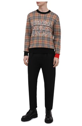 Мужской свитер из шерсти и хлопка BURBERRY бежевого цвета по цене 62800 руб., арт. 8038621 | Фото 2 Мужской свитер из шерсти и хлопка BURBERRY бежевого цвета, арт. 8038621 | Фото 2