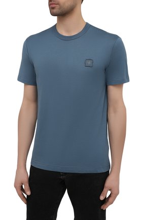 Мужская хлопковая футболка DOLCE & GABBANA синего цвета, арт. G8KBAZ/G7YDN | Фото 3 (Принт: Без принта; Рукава: Короткие; Длина (для топов): Стандартные; Материал внешний: Хлопок; Стили: Кэжуэл)