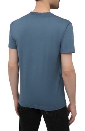 Мужская хлопковая футболка DOLCE & GABBANA синего цвета, арт. G8KBAZ/G7YDN | Фото 4 (Принт: Без принта; Рукава: Короткие; Длина (для топов): Стандартные; Материал внешний: Хлопок; Стили: Кэжуэл)