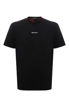 Мужская хлопковая футболка DOLCE & GABBANA черного цвета, арт. G8MW1Z/G7YIV | Фото 1 (Рукава: Короткие; Длина (для топов): Стандартные; Материал внешний: Хлопок; Принт: С принтом; Стили: Милитари)