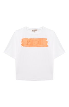 Детская хлопковая футболка EMILIO PUCCI белого цвета по цене 13100 руб., арт. 9O8161 | Фото 1 Детская хлопковая футболка EMILIO PUCCI белого цвета, арт. 9O8161 | Фото 1
