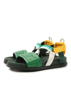 Детские кожаные босоножки FENDI зеленого цвета по цене 53650 руб., арт. JMR340/AEGS/27-31 | Фото 1 Детские кожаные босоножки FENDI зеленого цвета, арт. JMR340/AEGS/27-31 | Фото 1 (Материал внутренний: Натуральная кожа; Материал внешний: Кожа; Региональные ограничения белый список (Axapta Mercury): RU)