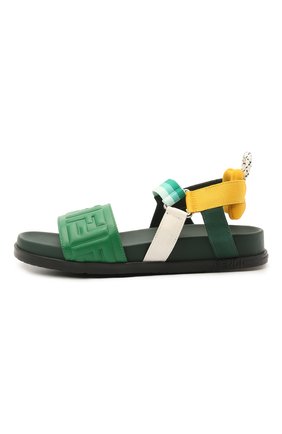 Детские кожаные босоножки FENDI зеленого цвета по цене 53650 руб., арт. JMR340/AEGS/27-31 | Фото 2 Детские кожаные босоножки FENDI зеленого цвета, арт. JMR340/AEGS/27-31 | Фото 2 (Материал внутренний: Натуральная кожа; Материал внешний: Кожа; Региональные ограничения белый список (Axapta Mercury): RU)