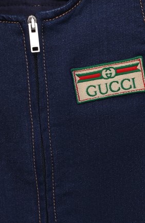 Детский хлопковый комбинезон GUCCI синего цвета по цене 28500 руб., арт. 512218/XJCR4 | Фото 3 Детский хлопковый комбинезон GUCCI синего цвета, арт. 512218/XJCR4 | Фото 3