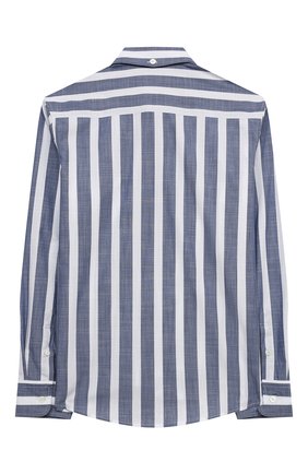 Детская хлопковая рубашка BRUNELLO CUCINELLI синего цвета, арт. BW649C370A | Фото 2 (Материал внешний: Хлопок; Рукава: Длинные; Стили: Классический; Региональные ограничения белый список (Axapta Mercury): RU; Ростовка одежда: 4 года | 104 см, 6 лет | 116 см)