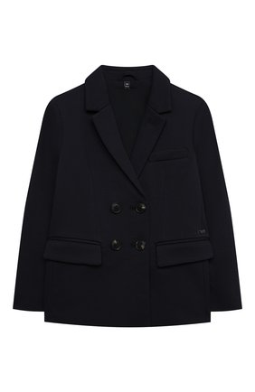 Детский двубортный пиджак EMPORIO ARMANI темно-синего цвета по цене 36150 руб., арт. 3K4GQ9/4JJFZ | Фото 1 Детский двубортный пиджак EMPORIO ARMANI темно-синего цвета, арт. 3K4GQ9/4JJFZ | Фото 1 (Материал внешний: Синтетический материал, Хлопок; Рукава: Длинные; Материал подклада: Синтетический материал; Кросс-КТ: пиджак; Региональные ограничения белый список (Axapta Mercury): RU; Ростовка одежда: 10 - 11 лет | 140 - 146см, 13 - 15 лет | 158 см, 16 лет | 164 см, 4 года | 104 см, 5 лет | 110 см, 6 лет | 116 см, 7 лет | 122 см, 8 лет | 128 см, 9 лет | 134 см)