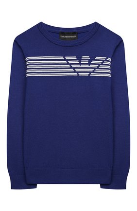 Детский пуловер из вискозы EMPORIO ARMANI синего цвета по цене 11350 руб., арт. 3K4M58/4MFPZ | Фото 1 Детский пуловер из вискозы EMPORIO ARMANI синего цвета, арт. 3K4M58/4MFPZ | Фото 1