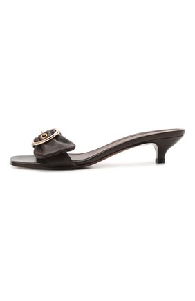 Женские кожаные мюли heze NEOUS темно-коричневого цвета, арт. 00274N16 | Фото 3 (Материал внешний: Кожа; Каблук высота: Низкий; Материал внутренний: Натуральная кожа; Подошва: Плоская; Каблук тип: Kitten heel)