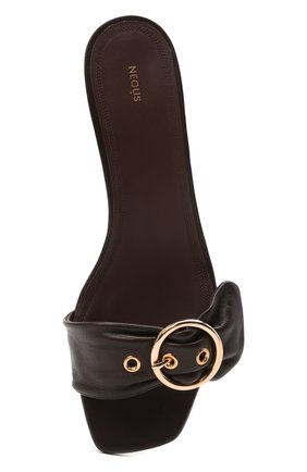 Женские кожаные мюли heze NEOUS темно-коричневого цвета, арт. 00274N16 | Фото 5 (Материал внешний: Кожа; Каблук высота: Низкий; Материал внутренний: Натуральная кожа; Подошва: Плоская; Каблук тип: Kitten heel)
