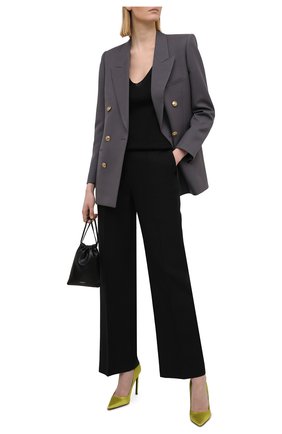 Женский шерстяной жакет SAINT LAURENT серого цвета по цене 219000 руб., арт. 648754/Y7B73 | Фото 2 Женский шерстяной жакет SAINT LAURENT серого цвета, арт. 648754/Y7B73 | Фото 2 (Длина (для топов): Стандартные; Рукава: Длинные; Материал внешний: Шерсть; Материал подклада: Шелк; 1-2-бортные: Двубортные; Случай: Повседневный; Принт: Без принта; Стили: Кэжуэл; Женское Кросс-КТ: Жакет-одежда)