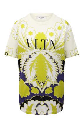 Женская хлопковая футболка VALENTINO зеленого цвета по цене 58350 руб., арт. VB3MG11W6AK | Фото 1 Женская хлопковая футболка VALENTINO зеленого цвета, арт. VB3MG11W6AK | Фото 1