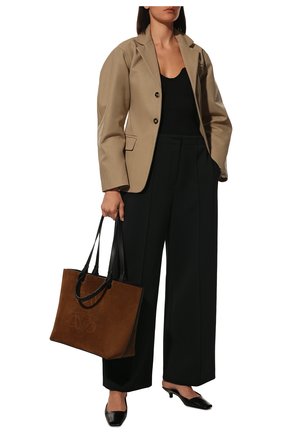 Женский сумка-тоут anagram LOEWE коричневого цвета, арт. A657T23X06 | Фото 3 (Сумки-технические: Сумки-шопперы; Размер: medium; Материал: Натуральная кожа, Натуральная замша)
