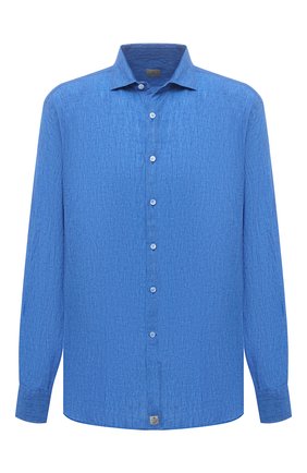 Мужская льняная рубашка SONRISA синего цвета, арт. IL7/CD4125/47-51 | Фото 1 (Длина (для топов): Стандартные; Материал внешний: Лен; Рукава: Длинные; Мужское Кросс-КТ: Рубашка-одежда; Случай: Повседневный; Рубашки М: Classic Fit; Big sizes: Big Sizes; Манжеты: На пуговицах; Воротник: Акула; Стили: Кэжуэл; Принт: Однотонные)