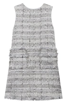 Детское твидовое платье DOLCE & GABBANA серебряного цвета по цене 34850 руб., арт. L52DN3/FQ0AC/2-6 | Фото 1 Детское твидовое платье DOLCE & GABBANA серебряного цвета, арт. L52DN3/FQ0AC/2-6 | Фото 1 (Материал подклада: Шелк; Девочки Кросс-КТ: Платье-одежда; Случай: Повседневный; Рукава: Короткие; Ростовка одежда: 2 года | 92 см, 3 года | 98 см, 4 года | 104 см, 5 лет | 110 см, 6 лет | 116 см)