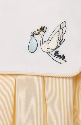 Детское хлопковое боди FENDI желтого цвета по цене 23450 руб., арт. BUL055/AEYK/1M-9M | Фото 3 Детское хлопковое боди FENDI желтого цвета, арт. BUL055/AEYK/1M-9M | Фото 3