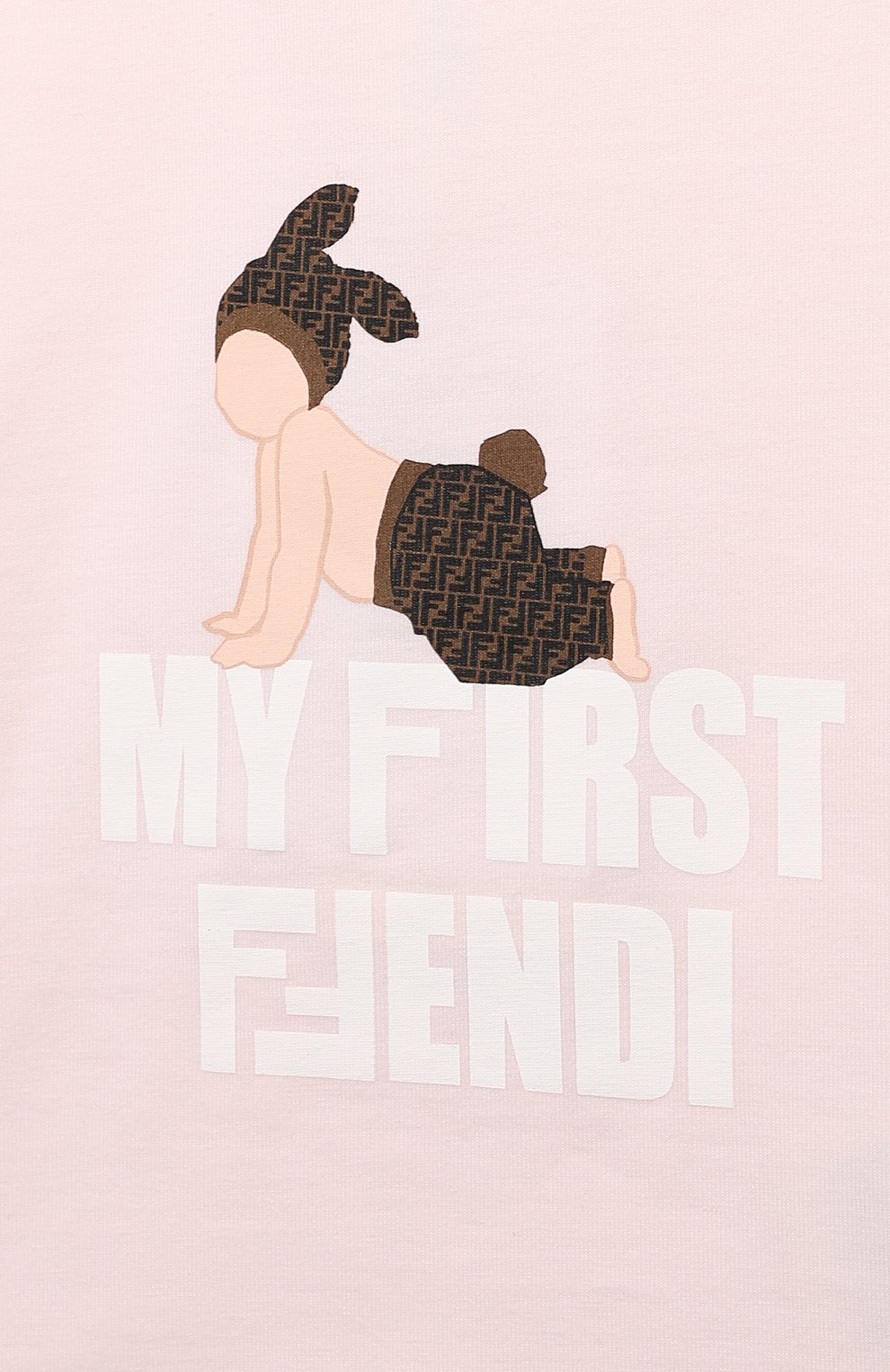 Детский хлопковая футболка FENDI розового цвета по цене 11850 руб., арт. BUI013/ST8/12M-24M | Фото 3 Детский хлопковая футболка FENDI розового цвета, арт. BUI013/ST8/12M-24M | Фото 3