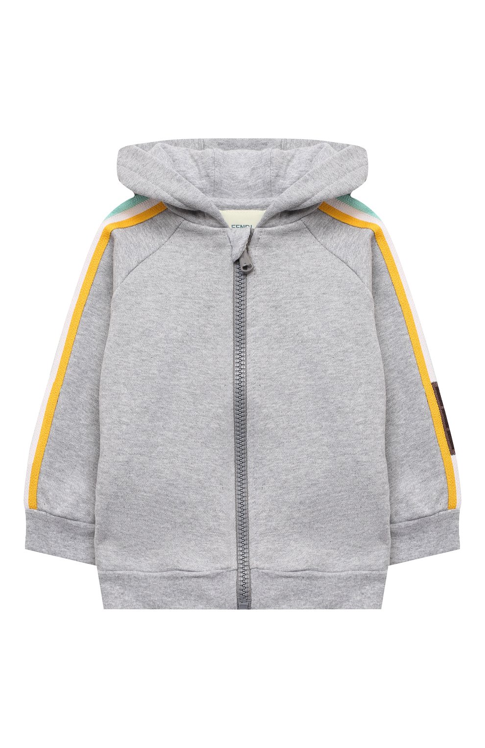 Детский хлопковая толстовка FENDI серого цвета, арт. BUH027/5V0/12M-24M | Фото 1 (Рукава: Длинные; Материал внешний: Хлопок; Ростовка одежда: 12 мес | 80 см, 18 мес | 86 см, 24 мес | 92 см)