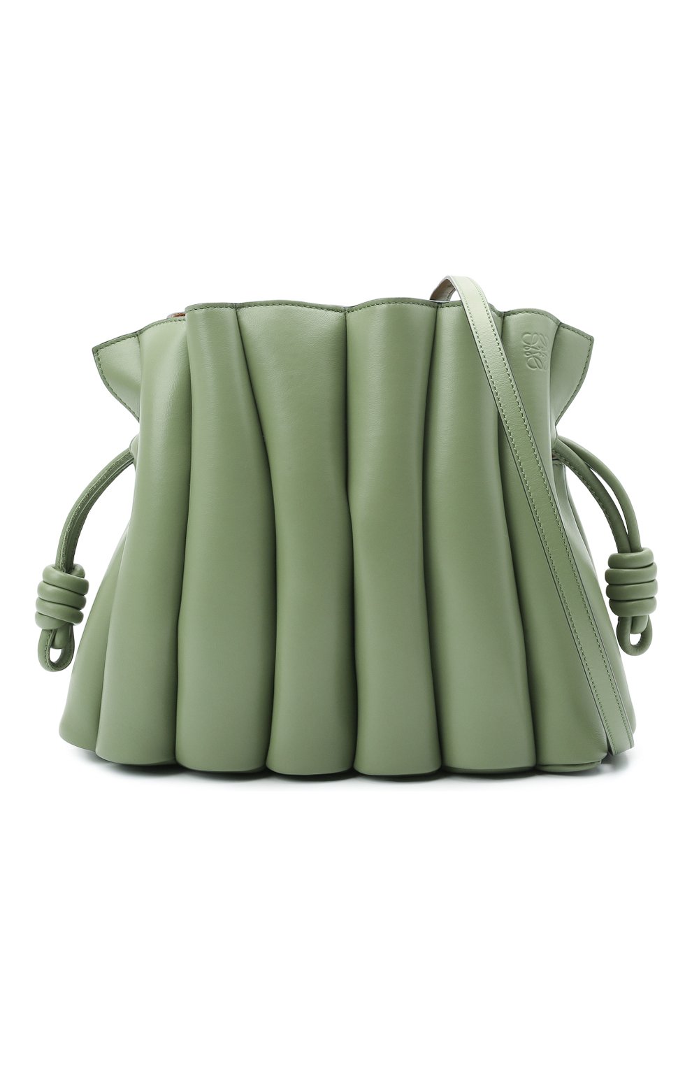 Женская сумка flamenco LOEWE зеленого цвета по цене 226500 руб., арт. A411FC4X01 | Фото 6 Женская сумка flamenco LOEWE зеленого цвета, арт. A411FC4X01 | Фото 6 (Сумки-технические: Сумки через плечо; Размер: medium; Материал: Натуральная кожа; Ремень/цепочка: На ремешке)