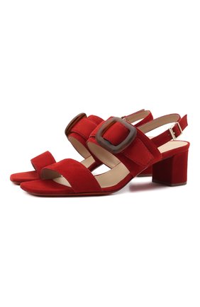 Женские замшевые босоножки SANTONI красного цвета по цене 47000 руб., арт. WHIQ59255HA2TMGDM39 | Фото 1 Женские замшевые босоножки SANTONI красного цвета, арт. WHIQ59255HA2TMGDM39 | Фото 1