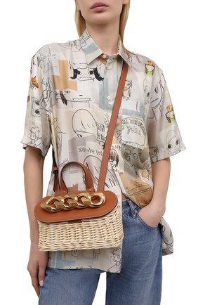 Женская сумка chain lid basket small JW ANDERSON бежевого цвета по цене 121500 руб., арт. HB0321 PG0444 | Фото 2 Женская сумка chain lid basket small JW ANDERSON бежевого цвета, арт. HB0321 PG0444 | Фото 2