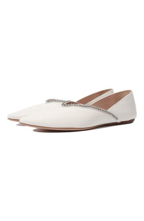 Женские кожаные балетки MIU MIU белого цвета по цене 62000 руб., арт. 5F435D-XYE-F0009-005 | Фото 1 Женские кожаные балетки MIU MIU белого цвета, арт. 5F435D-XYE-F0009-005 | Фото 1