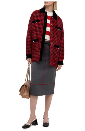 Женская хлопковая юбка MIU MIU серого цвета по цене 75000 руб., арт. MJD175-1QHY-F0480 | Фото 2 Женская хлопковая юбка MIU MIU серого цвета, арт. MJD175-1QHY-F0480 | Фото 2