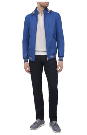 Мужской кожаный бомбер KITON синего цвета по цене 793500 руб., арт. UW0908V07T83 | Фото 2 Мужской кожаный бомбер KITON синего цвета, арт. UW0908V07T83 | Фото 2