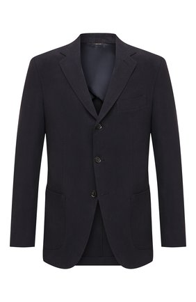 Мужской льняной пиджак LORO PIANA темно-синего цвета по цене 267000 руб., арт. FAL6242 | Фото 1 Мужской льняной пиджак LORO PIANA темно-синего цвета, арт. FAL6242 | Фото 1 (Рукава: Длинные; Длина (для топов): Стандартные; Материал подклада: Купро; Материал внешний: Лен; 1-2-бортные: Однобортные; Случай: Повседневный; Стили: Кэжуэл; Пиджаки М: Приталенный; Региональные ограничения белый список (Axapta Mercury): RU)