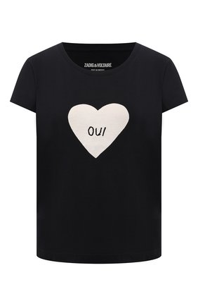 Женская хлопковая футболка ZADIG&VOLTAIRE черного цвета по цене 9950 руб., арт. SKTS1815F | Фото 1 Женская хлопковая футболка ZADIG&VOLTAIRE черного цвета, арт. SKTS1815F | Фото 1