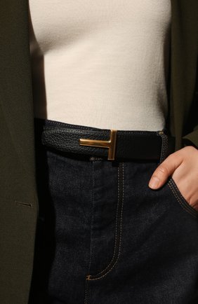 Женский кожаный ремень TOM FORD черного цвета по цене 59950 руб., арт. WB207TN-LCL156 | Фото 2 Женский кожаный ремень TOM FORD черного цвета, арт. WB207TN-LCL156 | Фото 2 (Материал: Кожа)