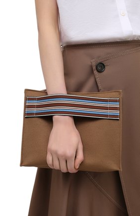 Женский клатч suitcase stripe LORO PIANA коричневого цвета по цене 58050 руб., арт. FAI6118 | Фото 2 Женский клатч suitcase stripe LORO PIANA коричневого цвета, арт. FAI6118 | Фото 2
