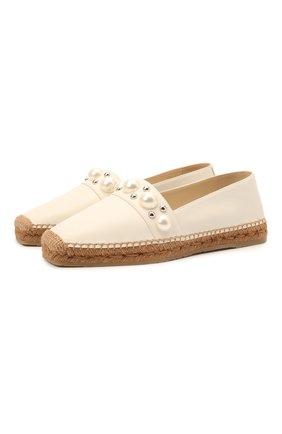Женские кожаные эспадрильи dru JIMMY CHOO белого цвета по цене 48200 руб., арт. DRU FLAT/ABH | Фото 1 Женские кожаные эспадрильи dru JIMMY CHOO белого цвета, арт. DRU FLAT/ABH | Фото 1