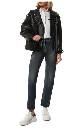 Женские кожаные кеды PRADA белого цвета по цене 62000 руб., арт. 1E452M-3G4I-F0964-045 | Фото 2 Женские кожаные кеды PRADA белого цвета, арт. 1E452M-3G4I-F0964-045 | Фото 2