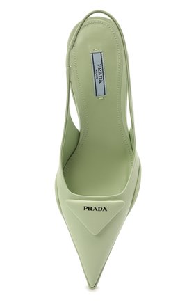 Женские кожаные туфли PRADA светло-зеленого цвета, арт. 1I565M-055-F0934-A045 | Фото 6 (Материал внешний: Кожа; Каблук высота: Средний; Подошва: Плоская; Каблук тип: Kitten heel)