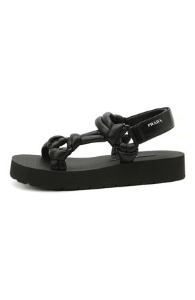 Женские кожаные сандалии PRADA черного цвета по цене 59000 руб., арт. 1X611M-038-F0002-040 | Фото 2 Женские кожаные сандалии PRADA черного цвета, арт. 1X611M-038-F0002-040 | Фото 2 (Подошва: Платформа)