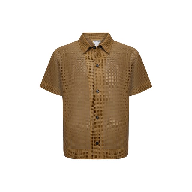 Кожаная рубашка Bottega Veneta коричневого цвета