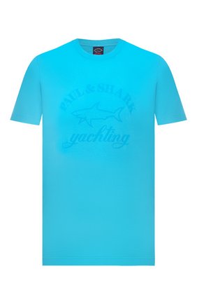 Мужская хлопковая футболка PAUL&SHARK бирюзового цвета по цене 9240 руб., арт. C0P1007/C00 | Фото 1 Мужская хлопковая футболка PAUL&SHARK бирюзового цвета, арт. C0P1007/C00 | Фото 1