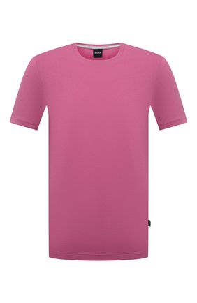 Мужская хлопковая футболка BOSS розового цвета, арт. 50379310 | Фото 1 (Рукава: Короткие; Материал внешний: Хлопок; Принт: Без принта; Стили: Кэжуэл; Длина (для топов): Удлиненные)