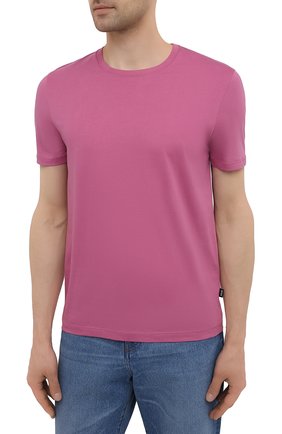 Мужская хлопковая футболка BOSS розового цвета, арт. 50379310 | Фото 3 (Принт: Без принта; Рукава: Короткие; Длина (для топов): Удлиненные; Материал внешний: Хлопок; Стили: Кэжуэл)