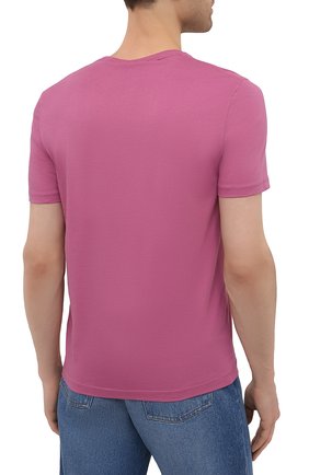 Мужская хлопковая футболка BOSS розового цвета, арт. 50379310 | Фото 4 (Принт: Без принта; Рукава: Короткие; Длина (для топов): Удлиненные; Материал внешний: Хлопок; Стили: Кэжуэл)